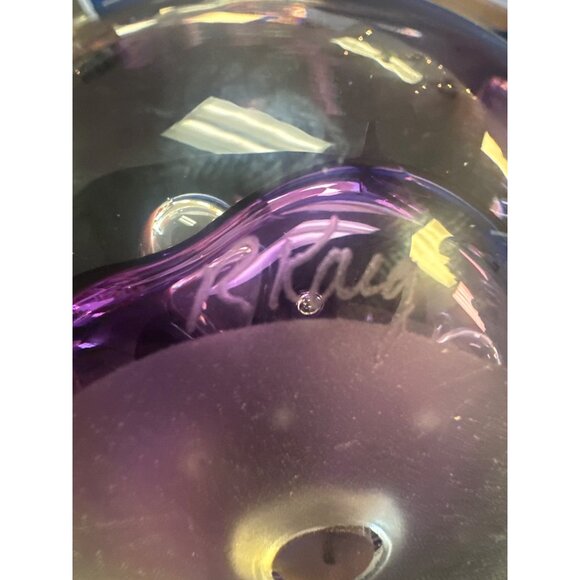 Signed R. Karg Purple Glass Paperweight With Abstract Design - Picture 4 of 7